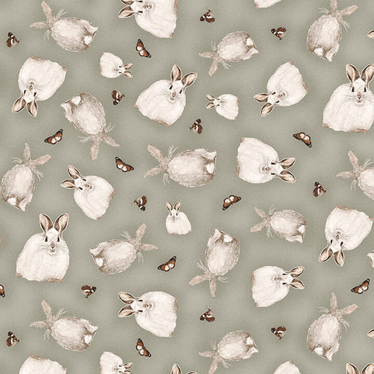 Little Ones Tossed Bunnies Fabric by the 1/2 yard