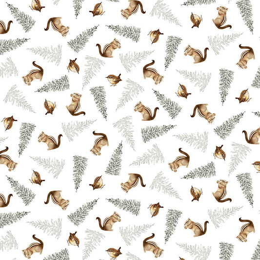 Little Ones Chipmunks and Birds Fabric by the 1/2 yard