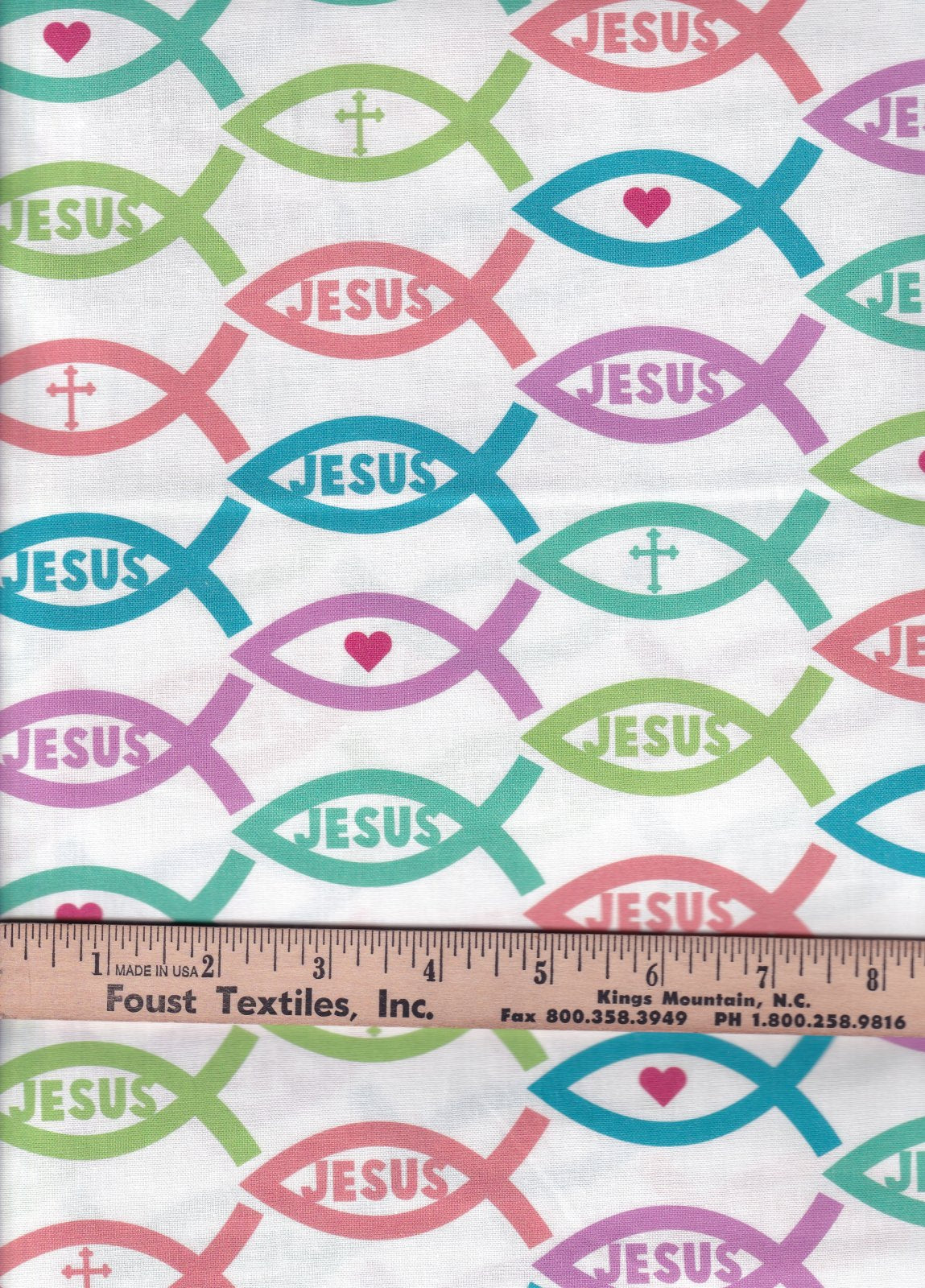 Jesus Fish Icons Fabric by the 1/2 yard